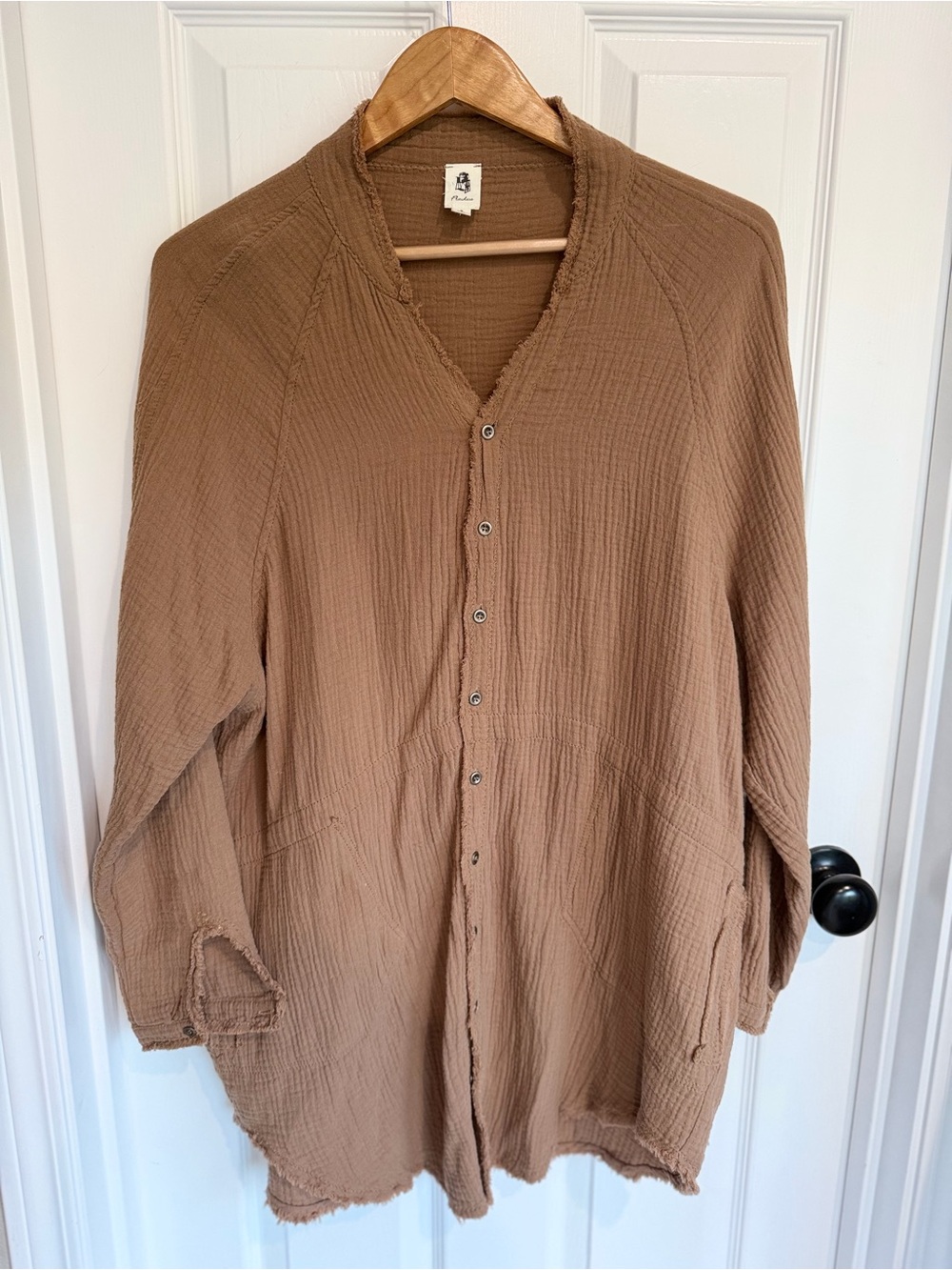 VICI Brown Gauze Button Front Tunic Top - Oversized SM